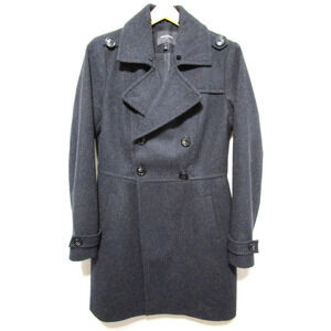 Banana Republic Charcoal Gray Long Wool Blend Trench Coat Women Sz M